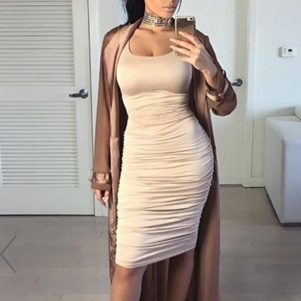 Natural Ruched Dress - Picture 1 of 4